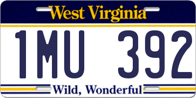 WV license plate 1MU392