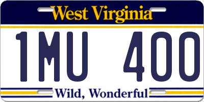 WV license plate 1MU400
