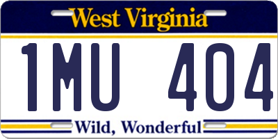 WV license plate 1MU404
