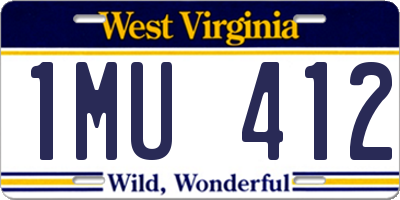 WV license plate 1MU412