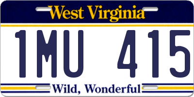 WV license plate 1MU415