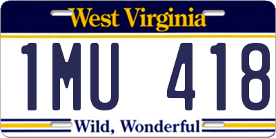 WV license plate 1MU418