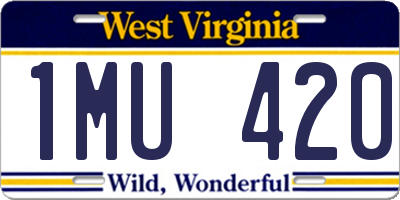 WV license plate 1MU420