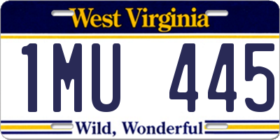 WV license plate 1MU445