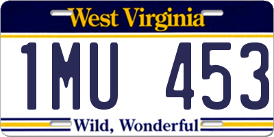 WV license plate 1MU453