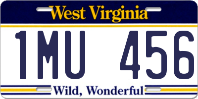 WV license plate 1MU456