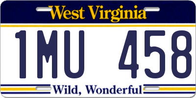 WV license plate 1MU458