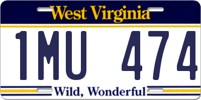 WV license plate 1MU474
