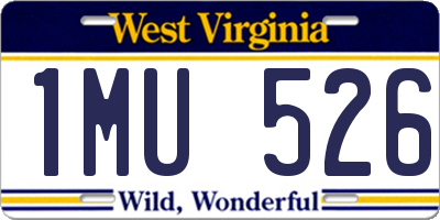 WV license plate 1MU526