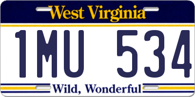WV license plate 1MU534