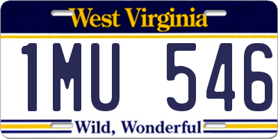 WV license plate 1MU546