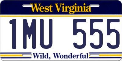 WV license plate 1MU555