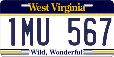 WV license plate 1MU567