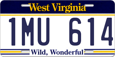 WV license plate 1MU614