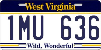 WV license plate 1MU636