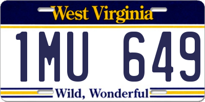 WV license plate 1MU649