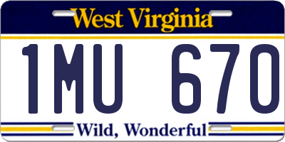 WV license plate 1MU670