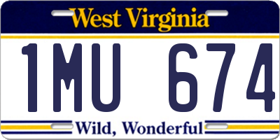WV license plate 1MU674