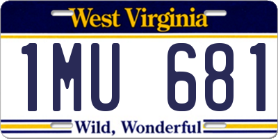 WV license plate 1MU681