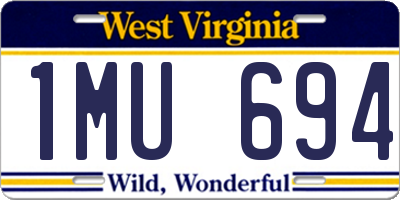 WV license plate 1MU694