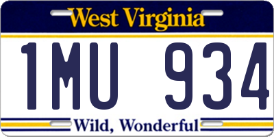 WV license plate 1MU934