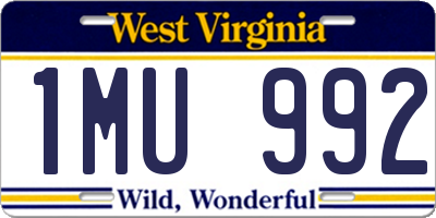 WV license plate 1MU992