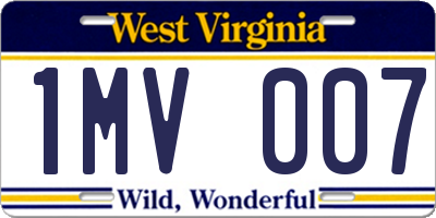 WV license plate 1MV007