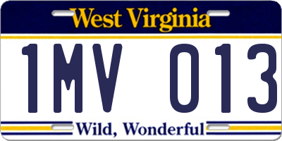WV license plate 1MV013