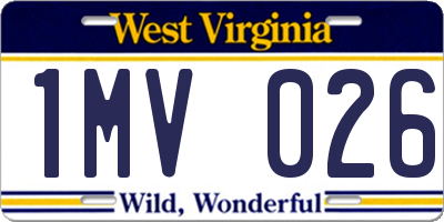 WV license plate 1MV026