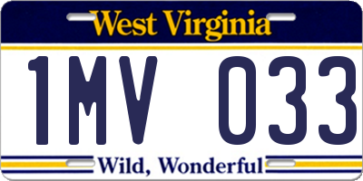 WV license plate 1MV033