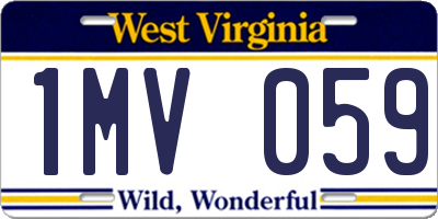 WV license plate 1MV059