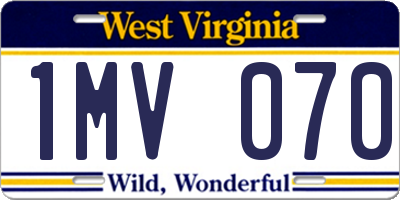 WV license plate 1MV070