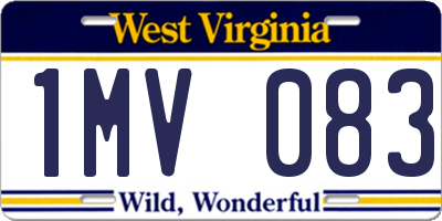 WV license plate 1MV083