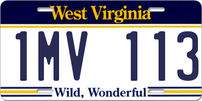 WV license plate 1MV113