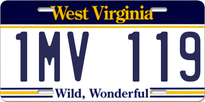 WV license plate 1MV119