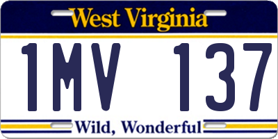 WV license plate 1MV137