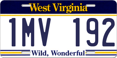 WV license plate 1MV192