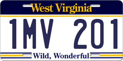 WV license plate 1MV201