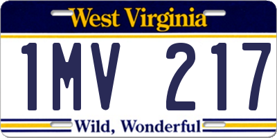 WV license plate 1MV217