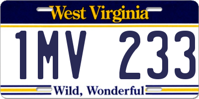 WV license plate 1MV233