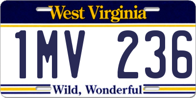 WV license plate 1MV236