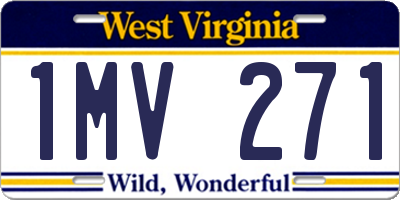 WV license plate 1MV271