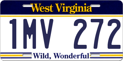 WV license plate 1MV272