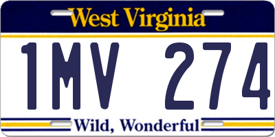 WV license plate 1MV274