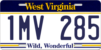 WV license plate 1MV285