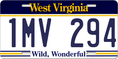 WV license plate 1MV294