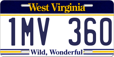 WV license plate 1MV360