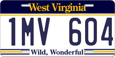 WV license plate 1MV604
