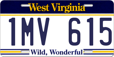 WV license plate 1MV615