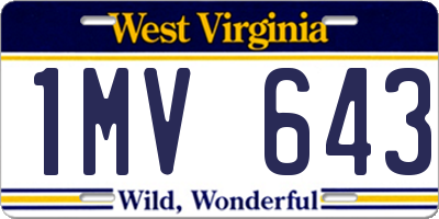 WV license plate 1MV643